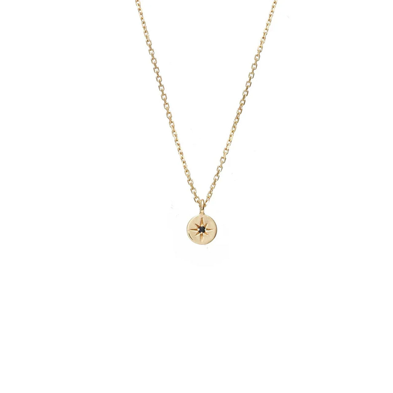 Petite North Star Necklace (Black Diamond/Gold)
