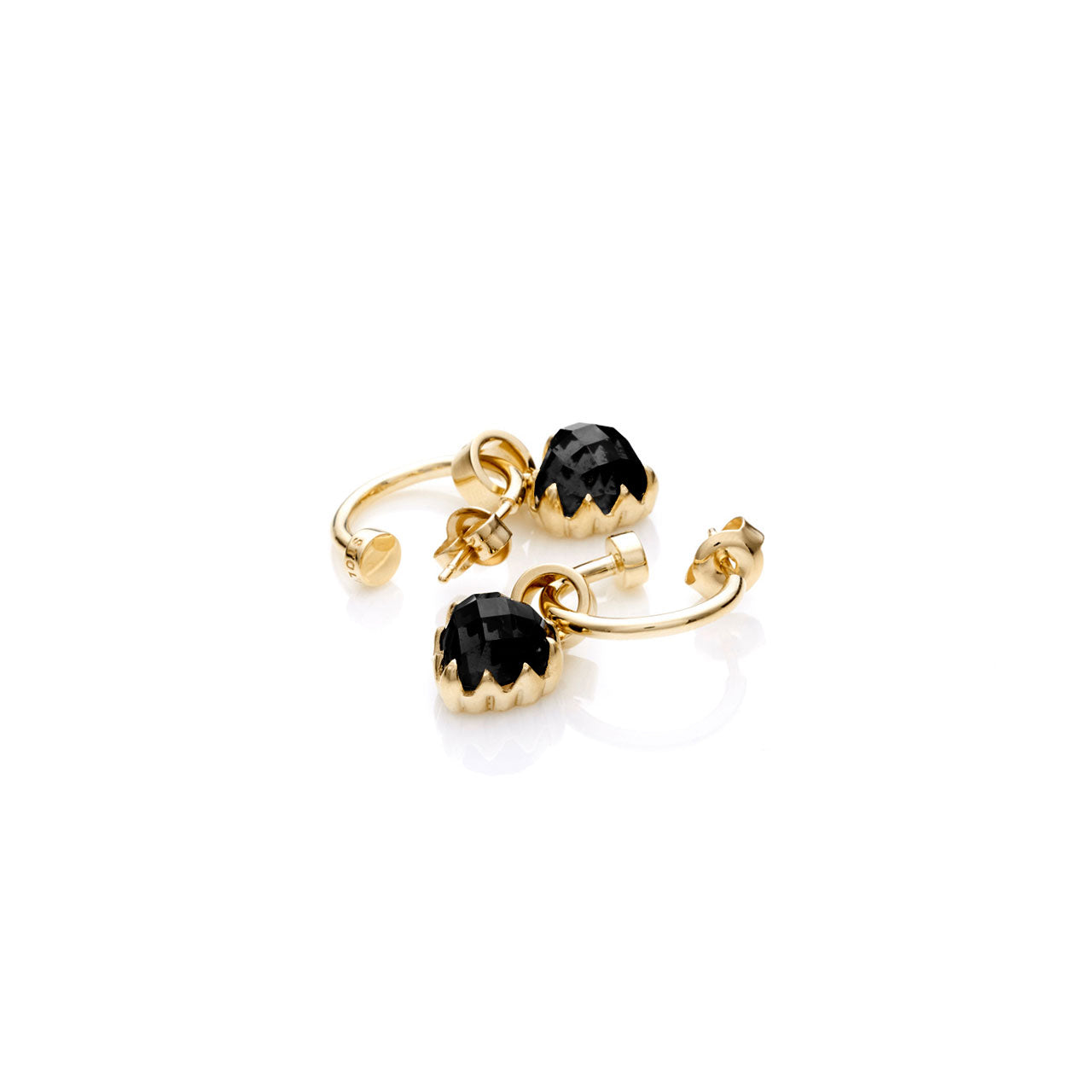Love Anchor Earrings Onyx - Gold Plated
