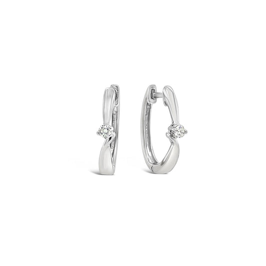 9k White Gold 0.025ct Diamond Huggie Earrings
