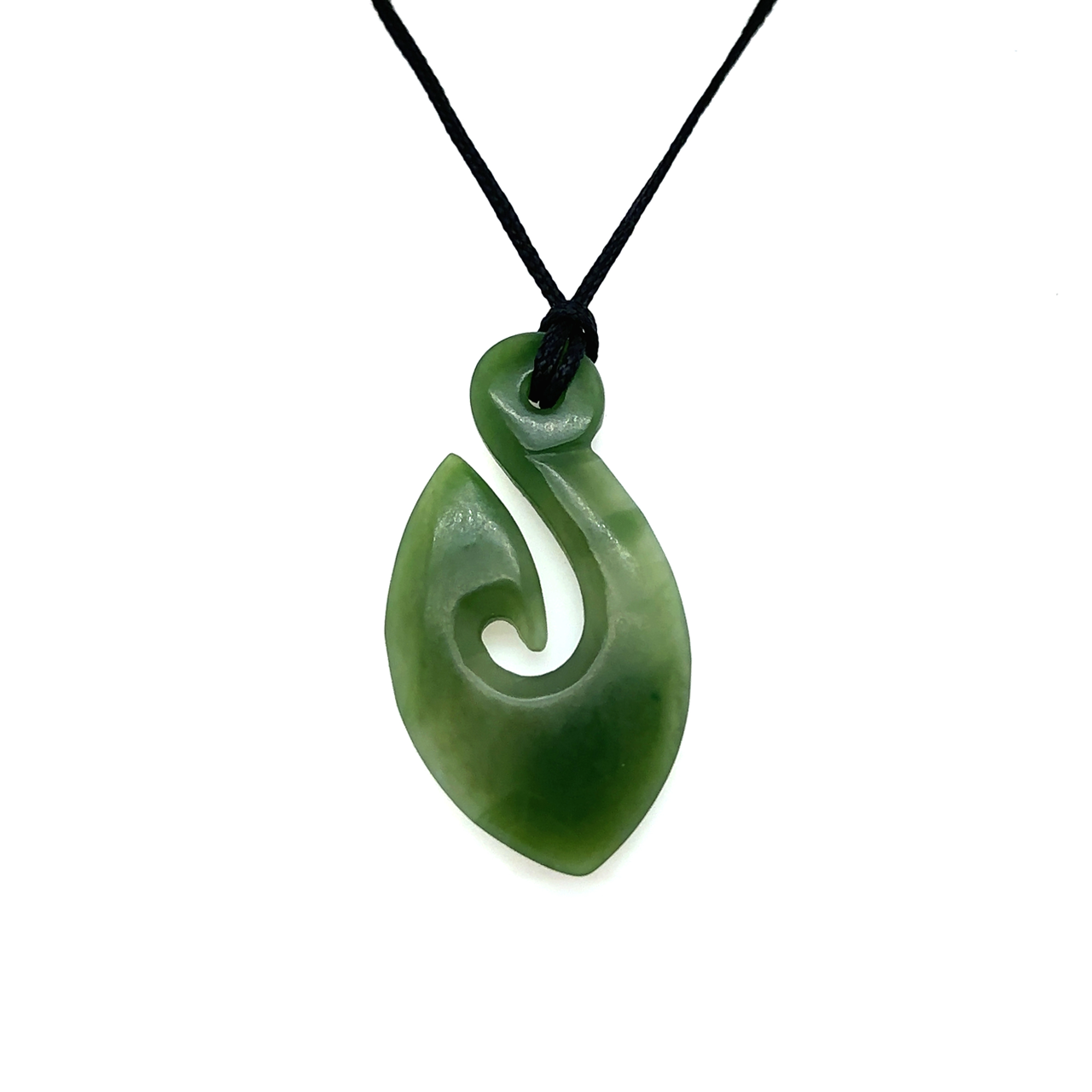 Medium Light Green Hook Greenstone Pendant
