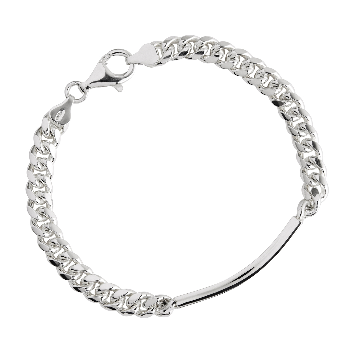 Cuban Men’s Silver ID Chain Bracelet
