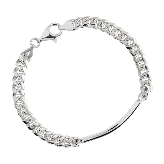 Cuban Men’s Silver ID Chain Bracelet