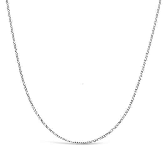 45cm 9k White Gold CD30 Diamond Cut Curb Chain