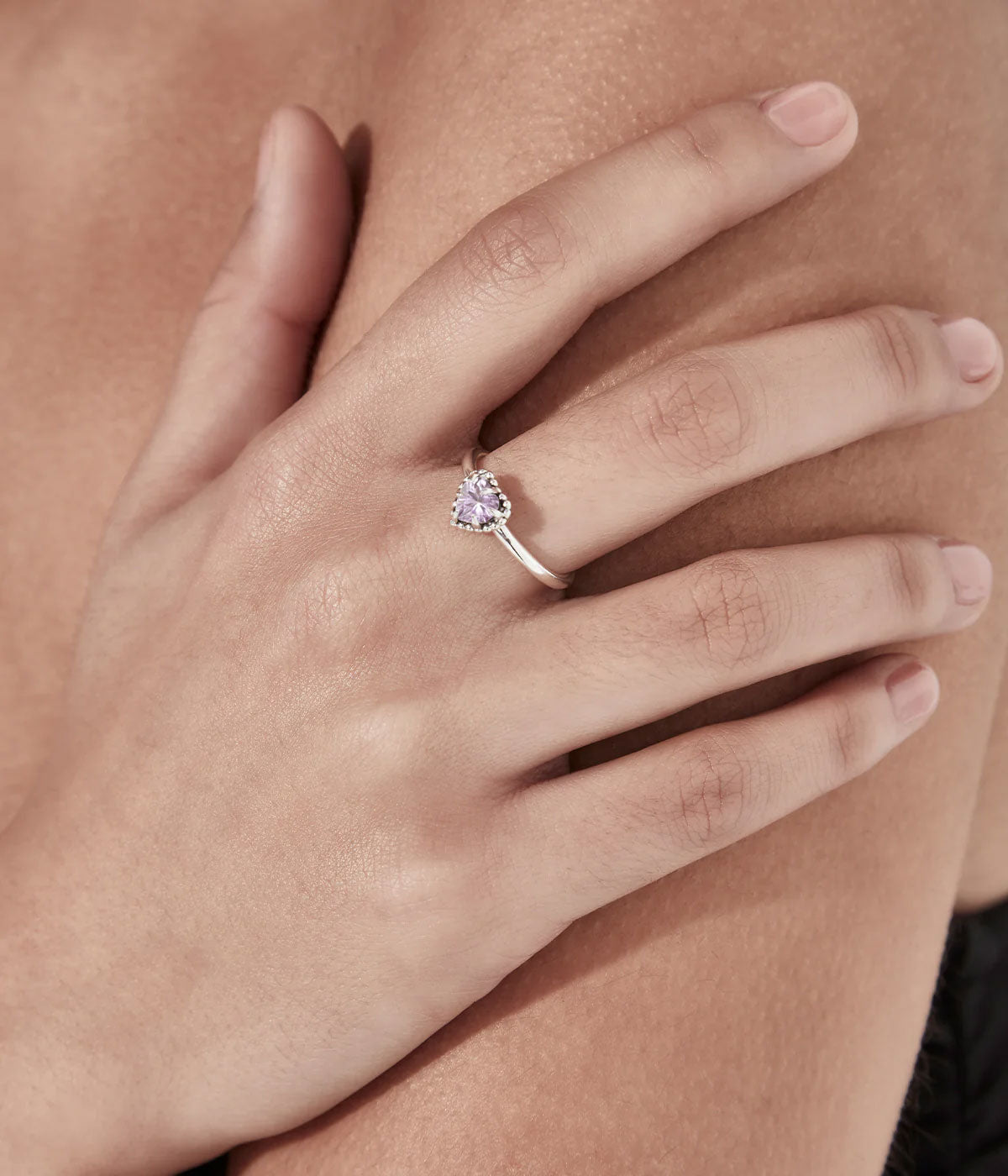 Dahlia's Heart Ring - Amethyst