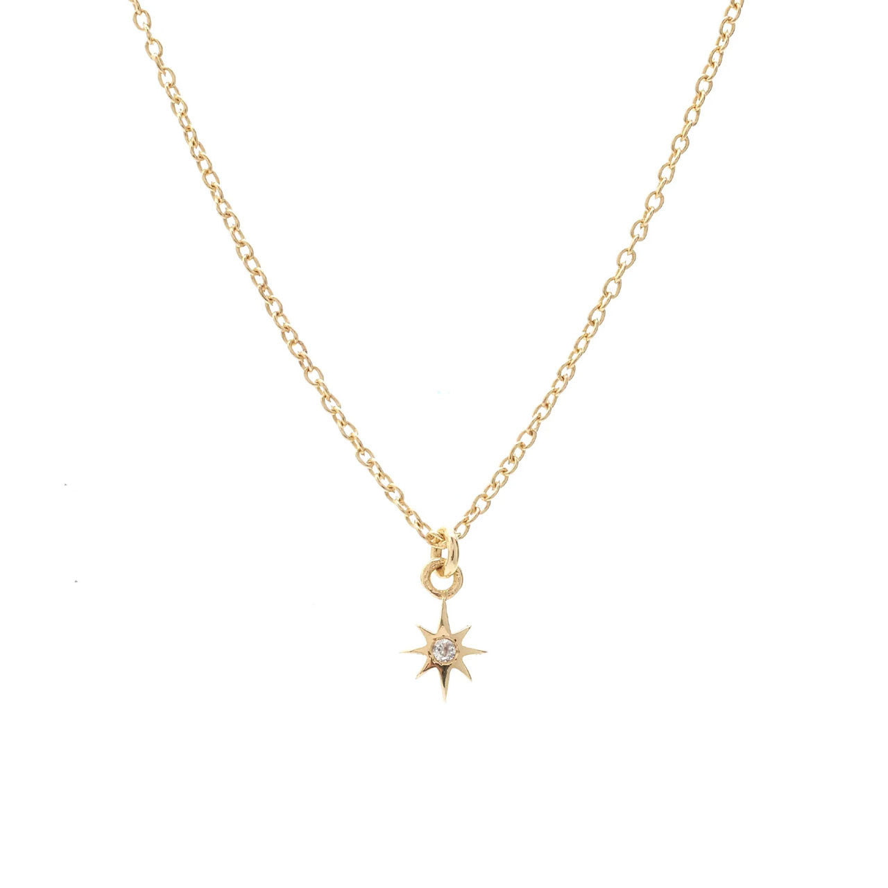Superfine Star Necklace Gold + White Topaz