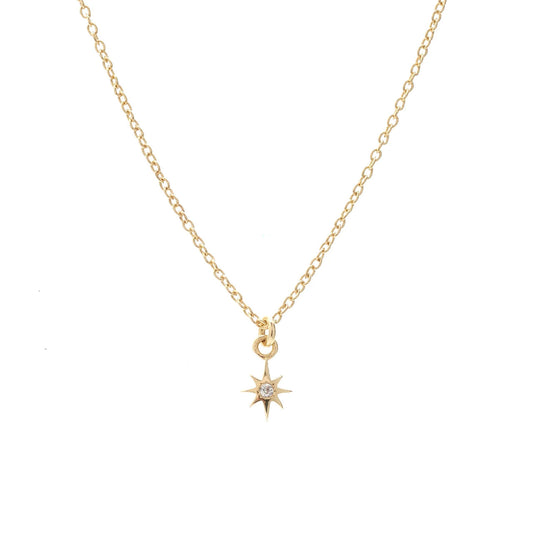 Superfine Star Necklace Gold + White Topaz