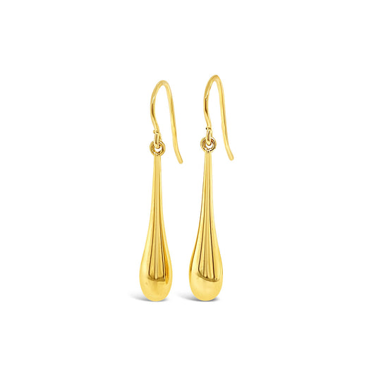 9k Yellow Gold Tear Drop Hook Earrings
