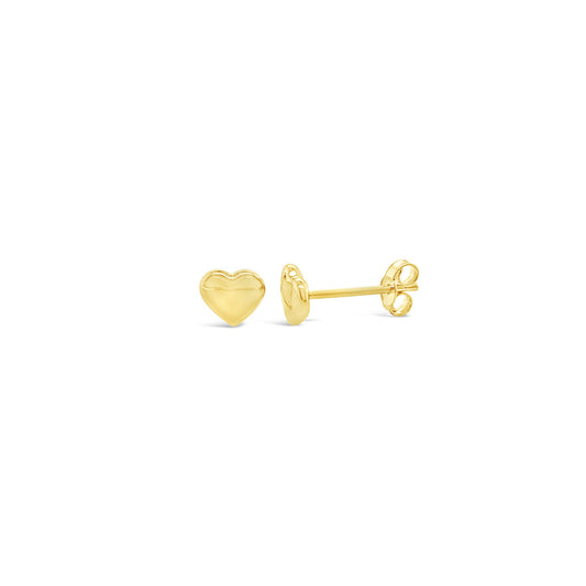 9k Yellow Gold 6mm Heart Stud Earrings