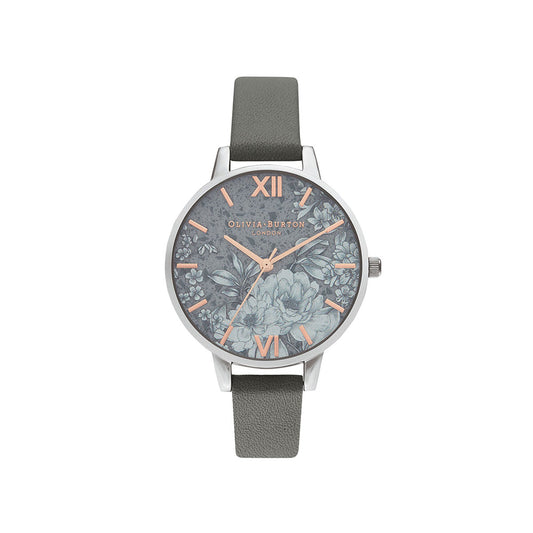 Terrazzo Florals Dark Gray & Silver Watch