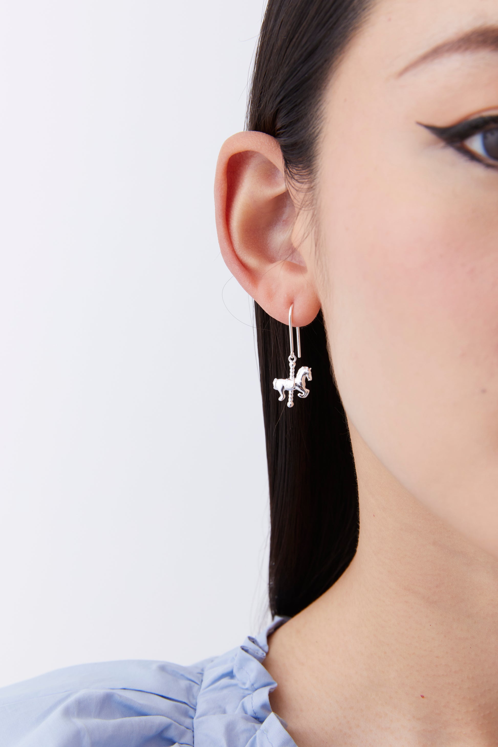 Sterling Silver Mini Carousel Horse Earrings