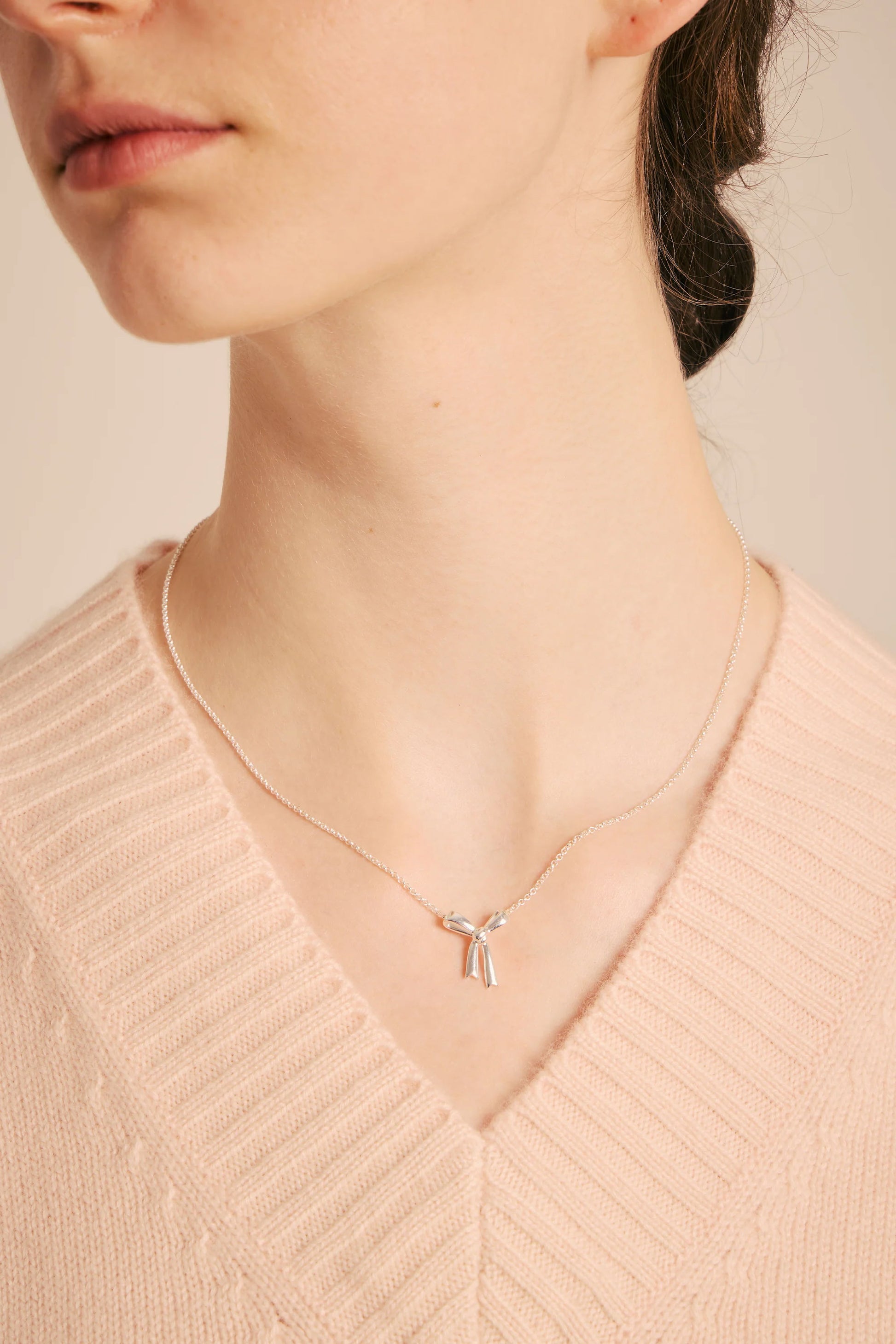 Sterling Silver Small Bow Necklace