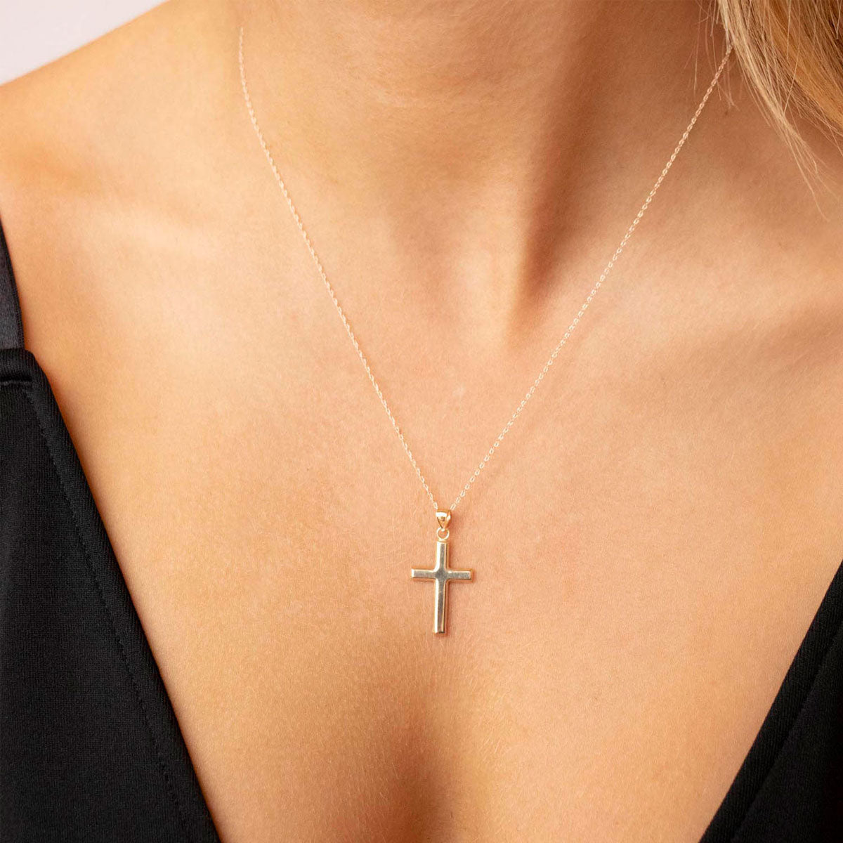 9k Yellow Gold 25mm Cross Pendant