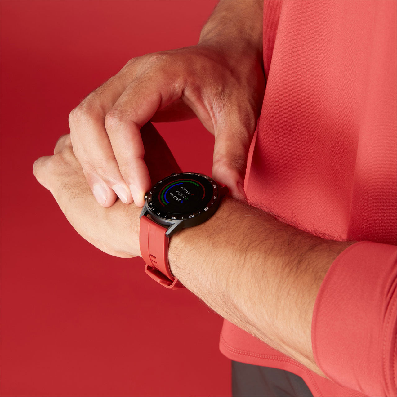 Sekonda Active Smartwatch | Black Case & Red Silicone Strap | 1910