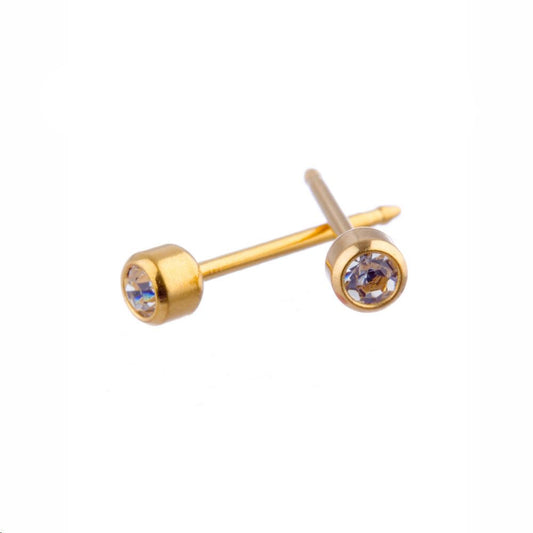 Gold Plated April 2mm Bezel Studs