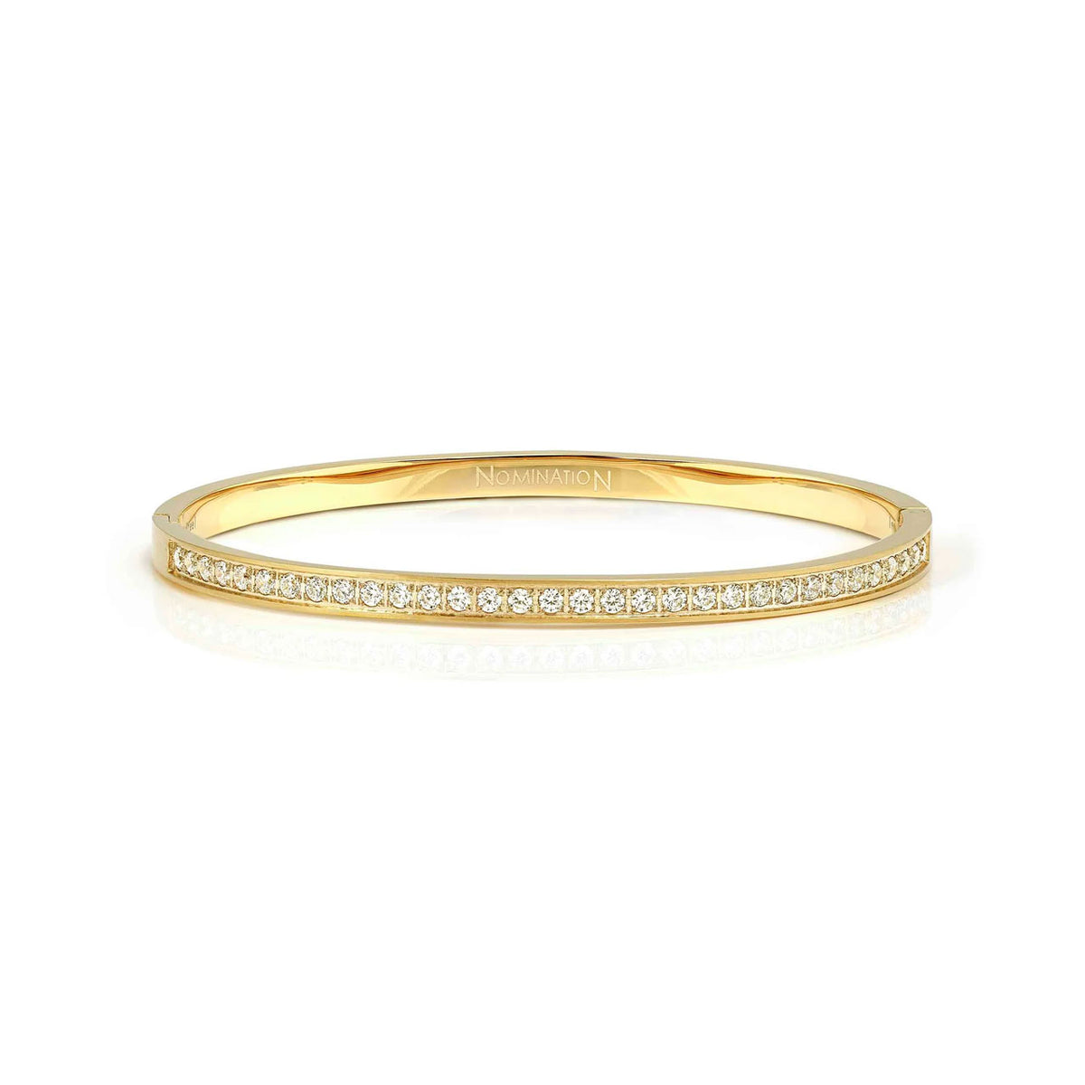 Pretty Bangles Satinshine 029522/020 Gold Thin White CZ - Size Medium