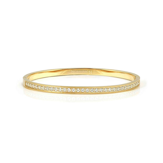 Pretty Bangles Satinshine 029522/020 Gold Thin White CZ - Size Medium