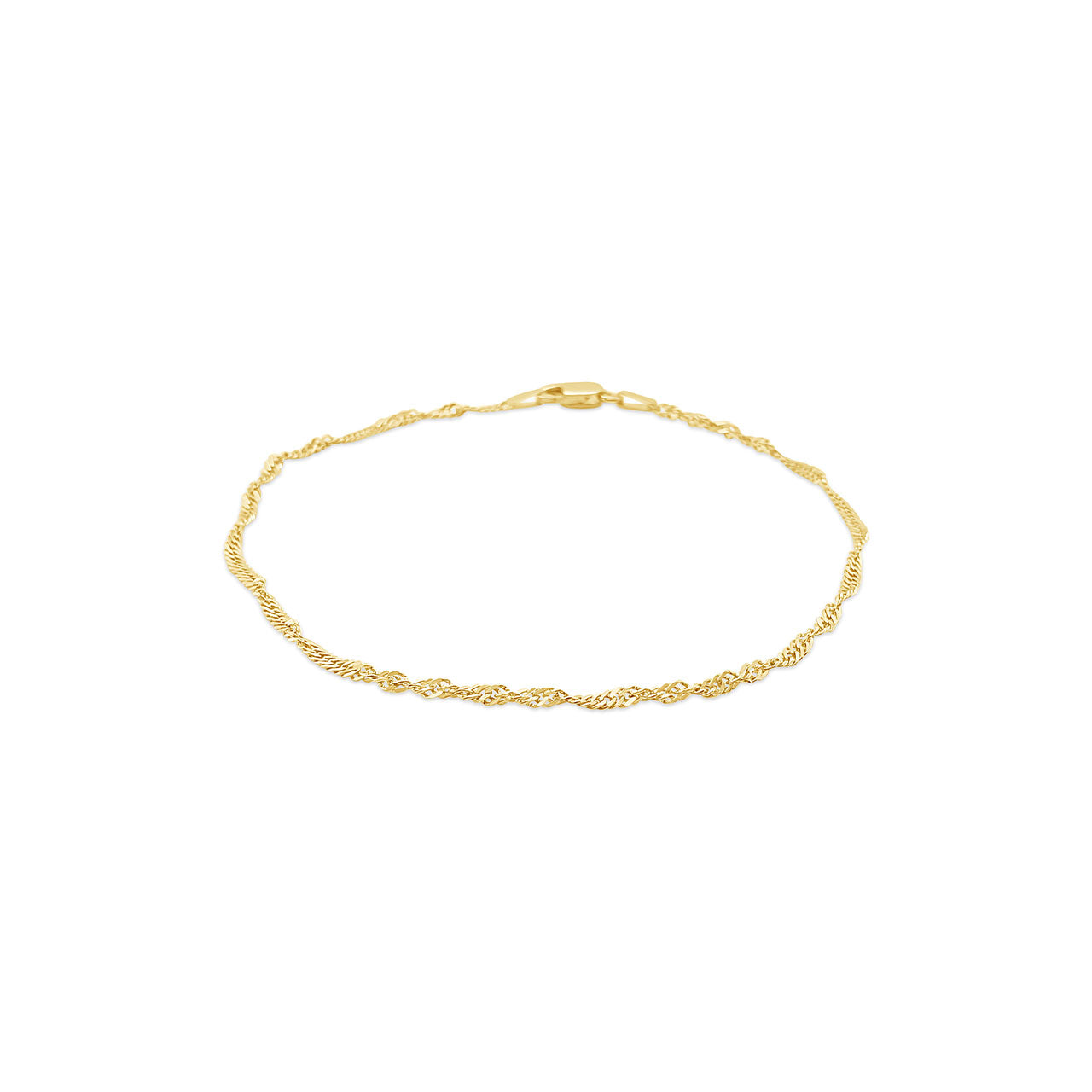 19cm 9k Yellow Gold 19cm Singapore Twist Bracelet