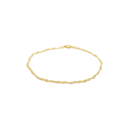 19cm 9k Yellow Gold 19cm Singapore Twist Bracelet