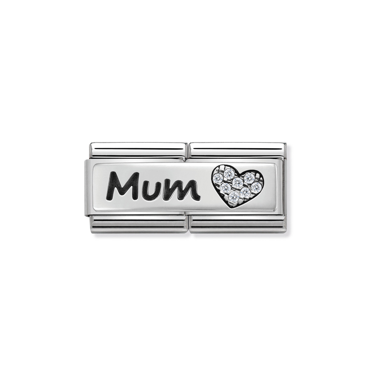 Composable Classic Double Link 330731/07 Mum with Heart in Silver & Stones