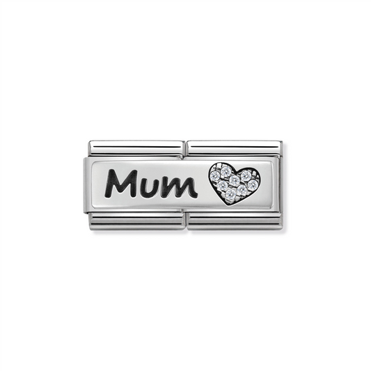 Composable Classic Double Link 330731/07 Mum with Heart in Silver & Stones