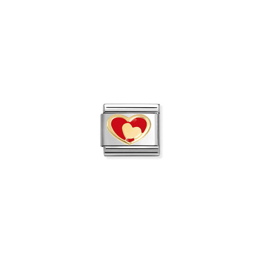Composable Classic Link 030283/28 Red Heart With Gold Heart In 18K Gold & Enamel