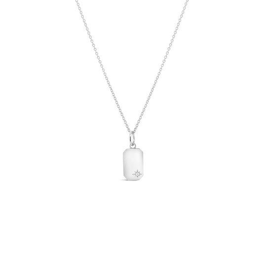 Sterling Silver Rectangle Tag with CZ Pendant