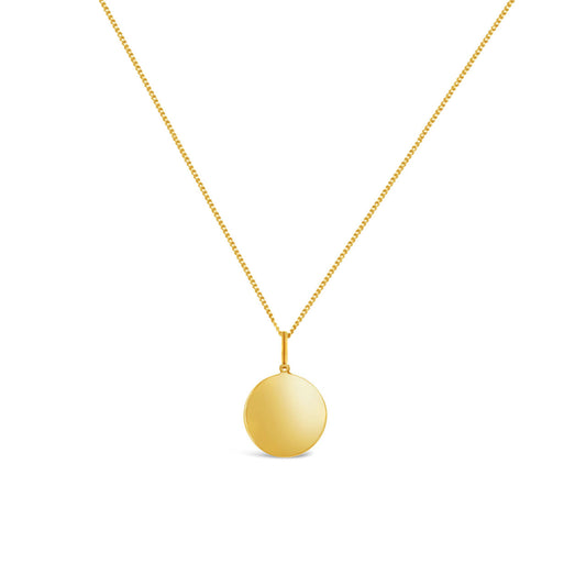 9k Yellow Gold 12mm Disc Pendant