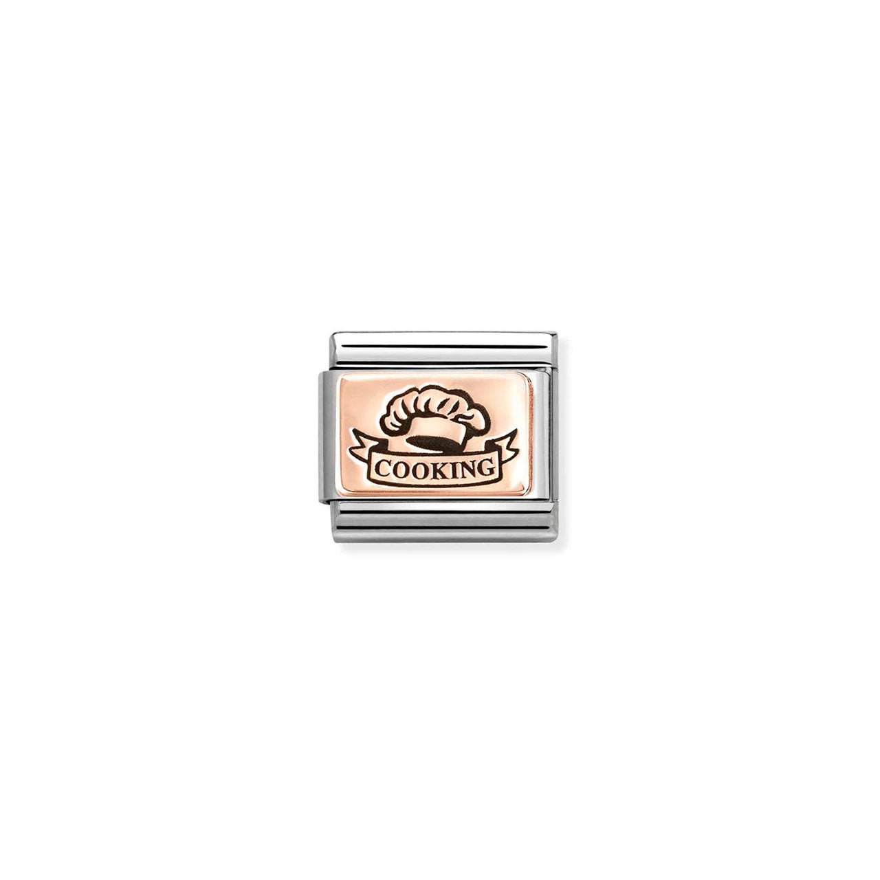 Composable Classic Link 430111/25 Cooking With Chef's Hat 9K Rose Gold And Black Enamel