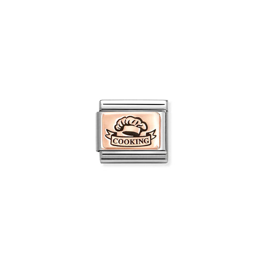 Composable Classic Link 430111/25 Cooking With Chef's Hat 9K Rose Gold And Black Enamel
