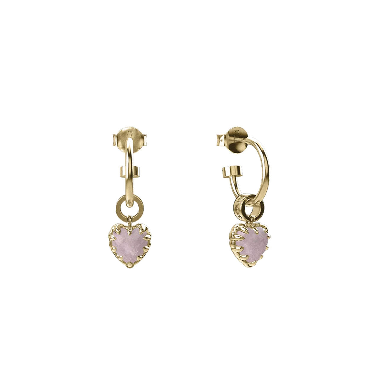 Love Claw Anchor Earring Rose Quartz - Gold Plated