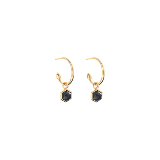 Mini Harmony Hoops Black Spinel + Gold
