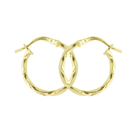 Small Twist Hoop Earrings - 9k Yellow Gold Silver Filled