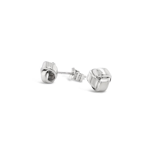 9k White Gold 3 Fold Small Knot Stud Earrings
