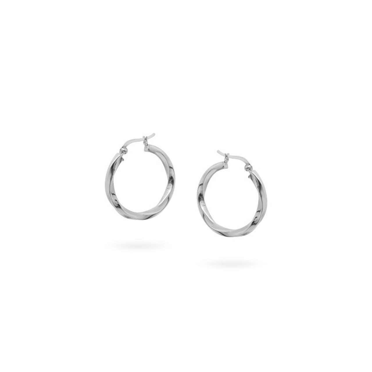 Sterling Silver Square Twist Creole Hoop Earrings