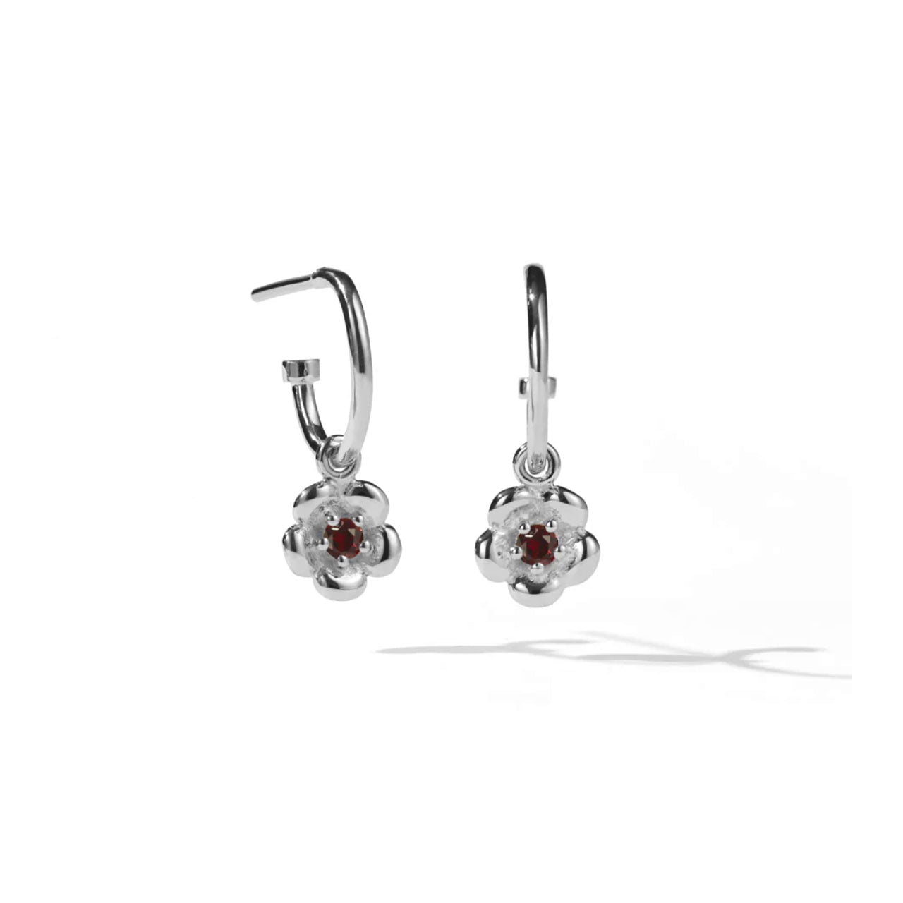 Sterling Silver Posie Signature Hoop Earrings - African Garnet
