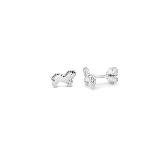 Sterling Silver Rhodium Plated Horse Stud Earrings