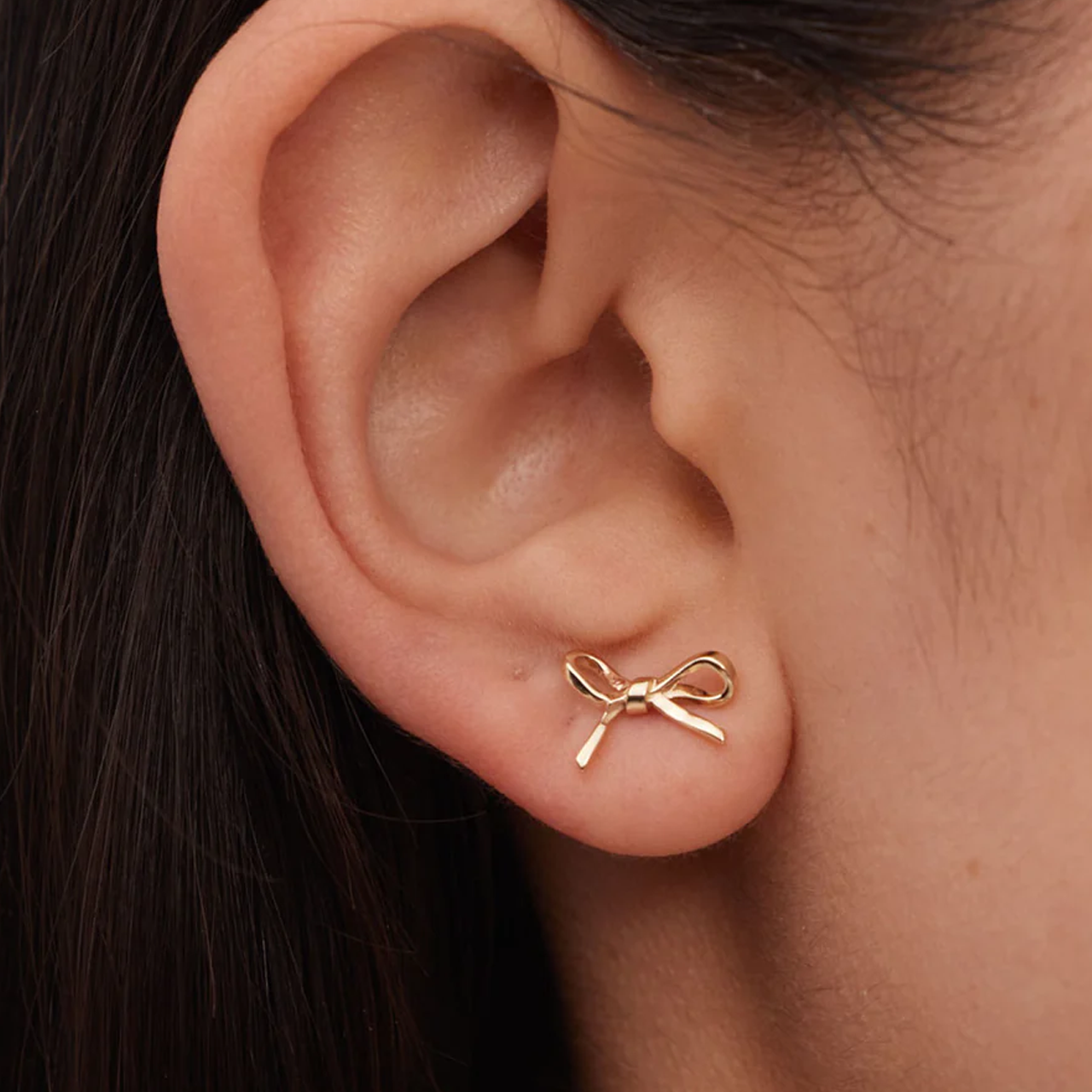 Sterling Silver Bow Stud Earrings Small