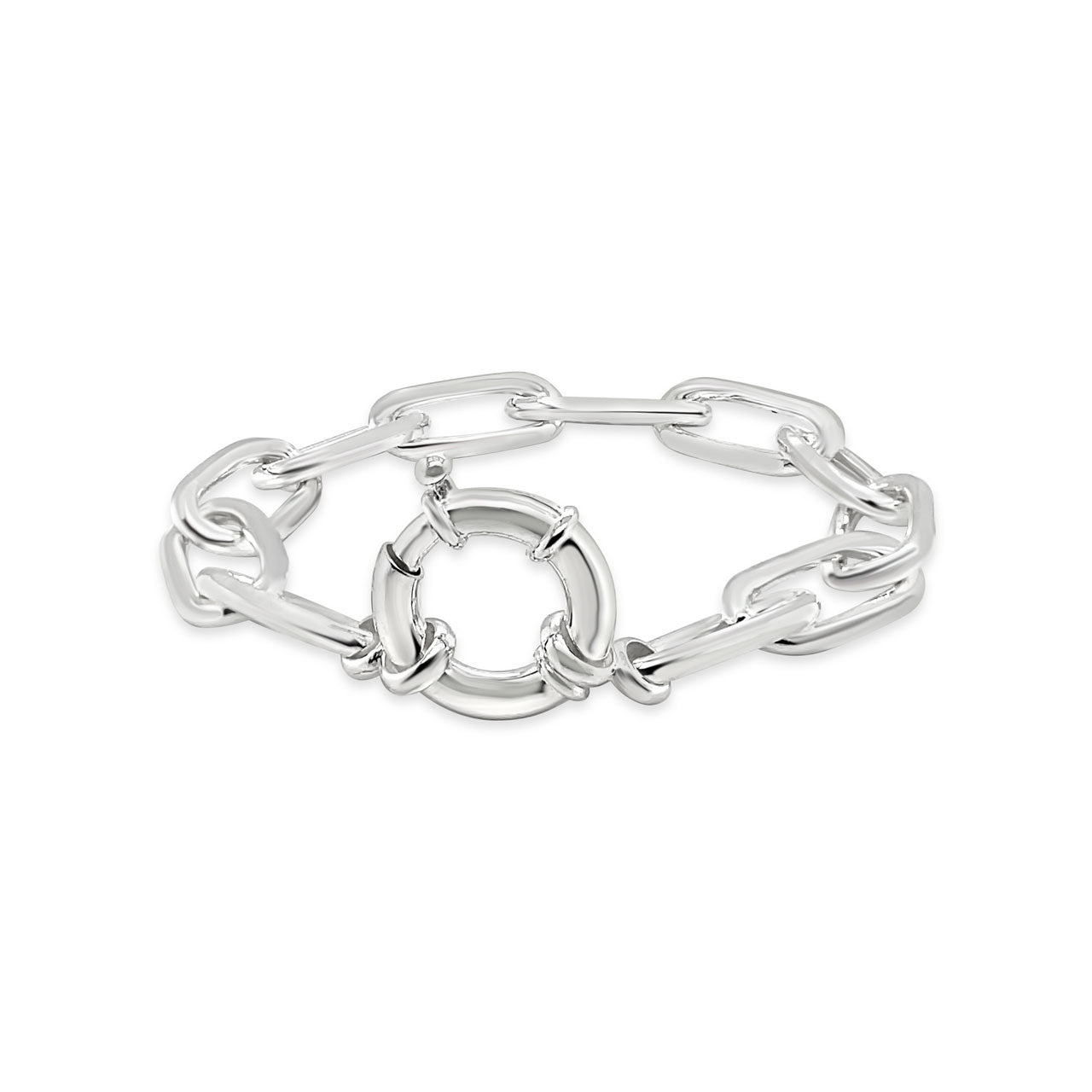 Sterling Silver Long Cable Link Diamond Cut Chain Bracelet
