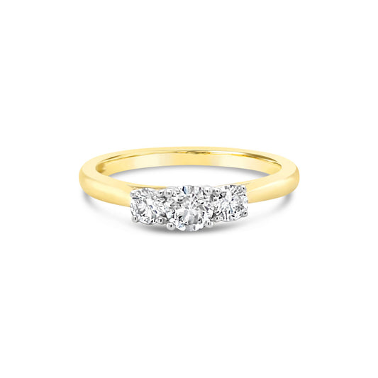 9k Yellow Gold Trilogy 3 Stone 0.50ct Diamond Ring