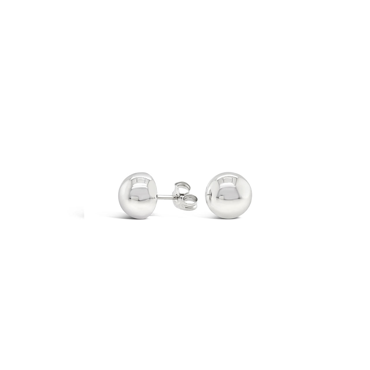 9k White Gold 1/2 Bead Stud Earrings