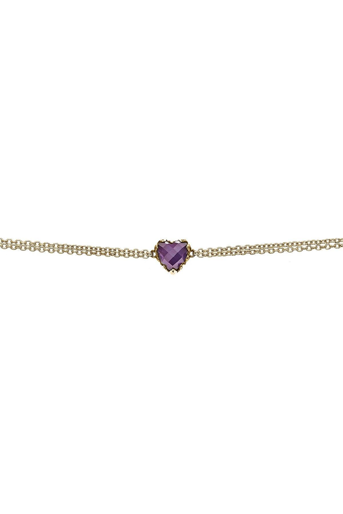 Love Claw Bracelet Gold Plated - Dark Amethyst - Jamies Jewellers