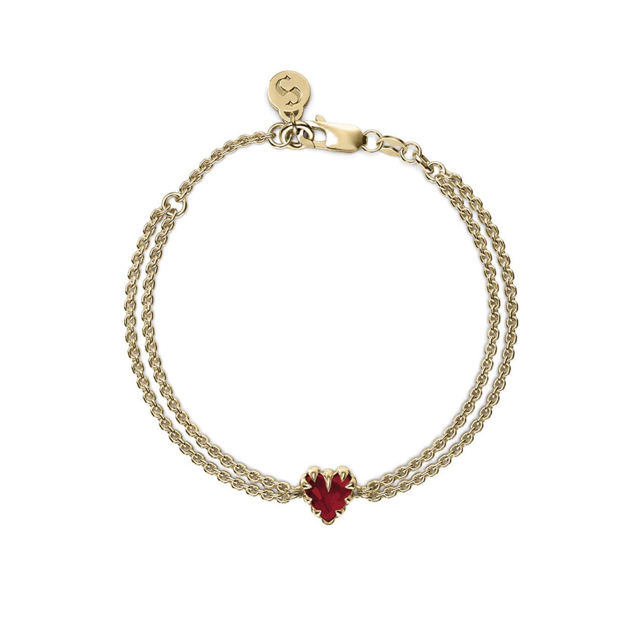 Love Claw Bracelet Garnet - Gold Plated