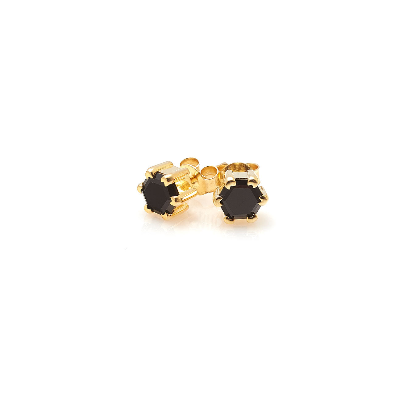 Harmony Stud Earrings Black Spinel + Gold