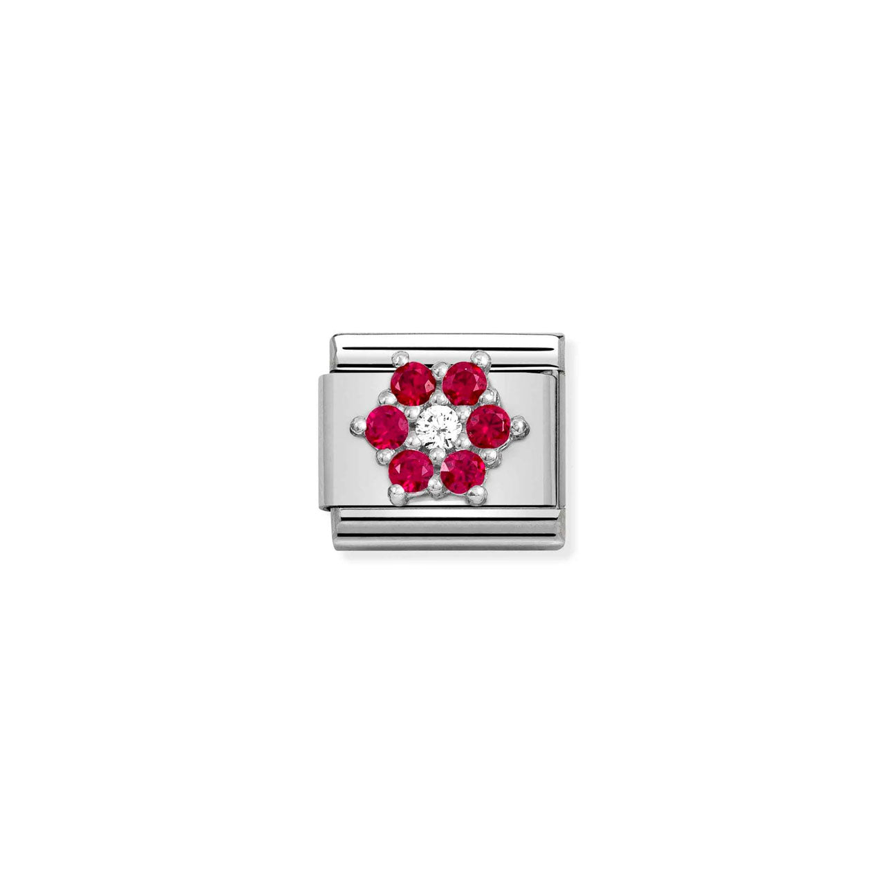 Composable Classic Link 330322/02 Red & White Flower CZ In Silver