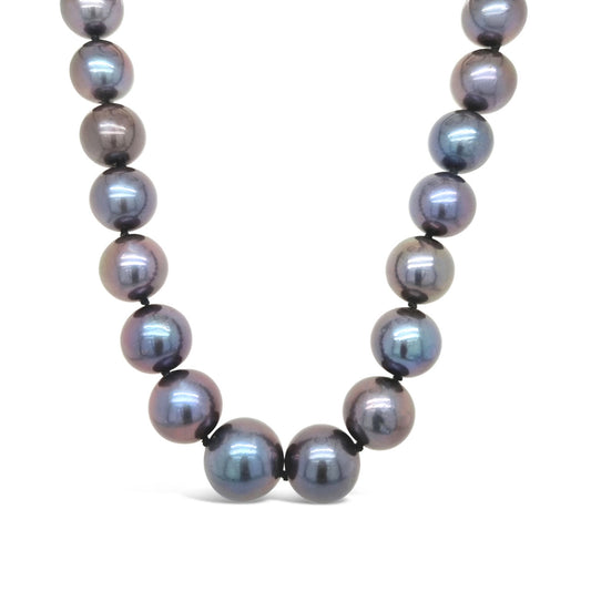 12-14mm Dyed Black Fresh Water Pearl Strand Necklace