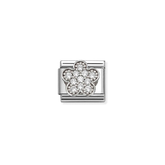 Composable Classic Link 330322/31 White Flower CZ In Silver