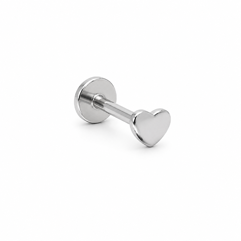 Sterling Silver Heart Single Flat Back Stud Earring