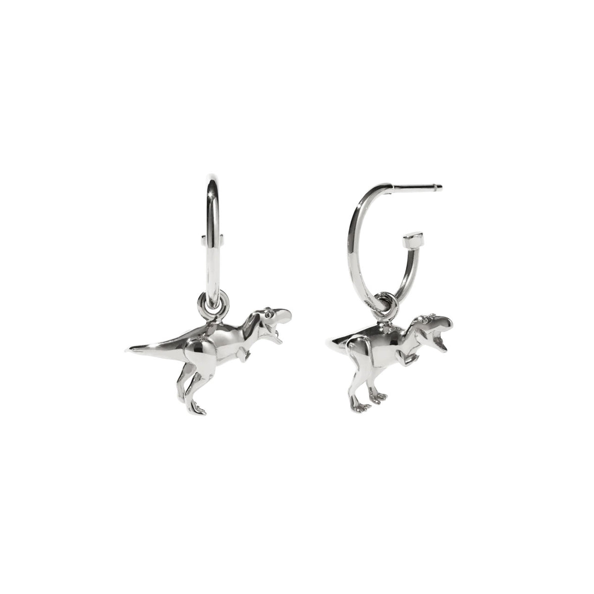 Sterling Silver Dinosaur Signature Hoop Earrings