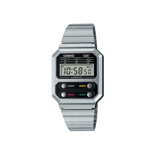 Silver Vintage Digital Watch - A100WE-1A