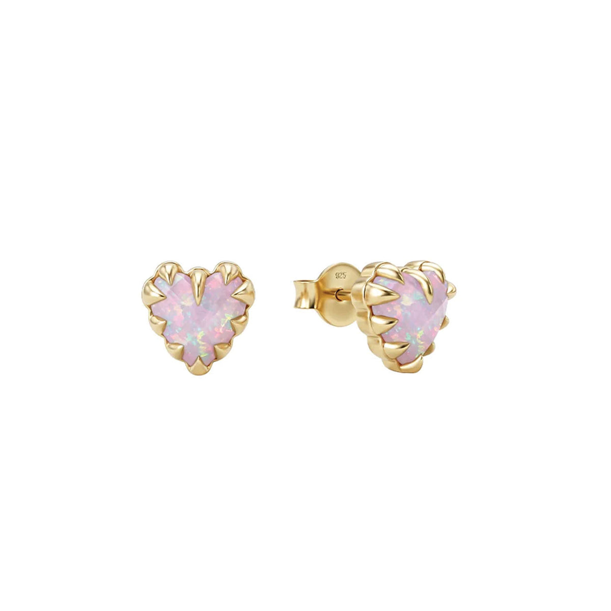 Love Claw Earrings - Pink Bello Opal - 18K Gold Plated
